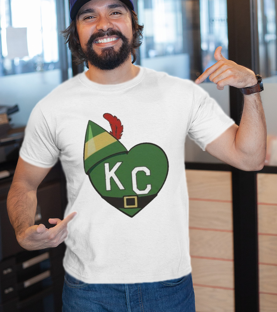 Cheerful KC Elf Heart Christmas Hat T-Shirt