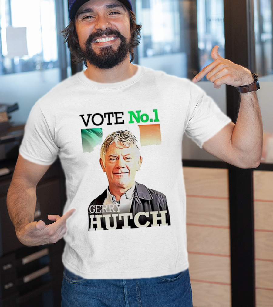 Gerry Hutch Vote No.1 Irish Flag Background T-Shirt