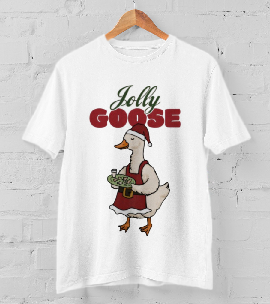 Jolly Goose Santa Suit Festive Duck With Snacks And Drink T-Shirt