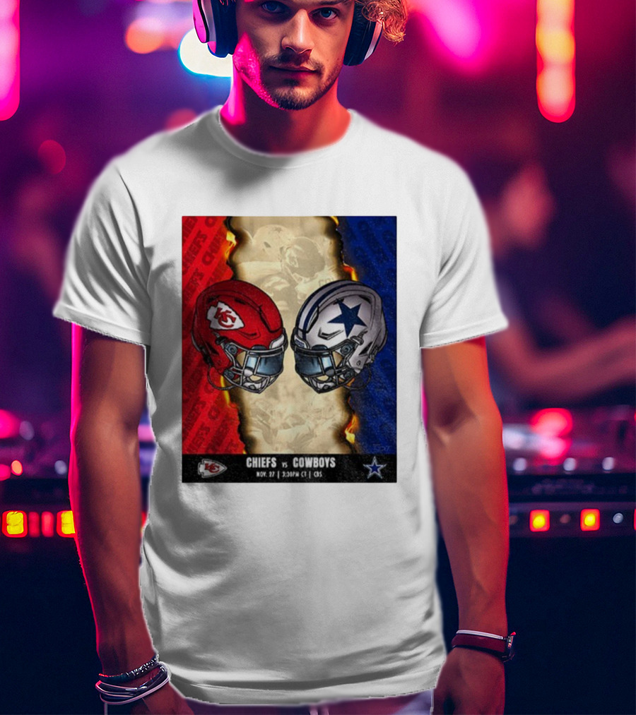 Chiefs Vs Cowboys November 27 3:30PM CT CBS Kansas City Dallas NFL Matchup T-Shirt