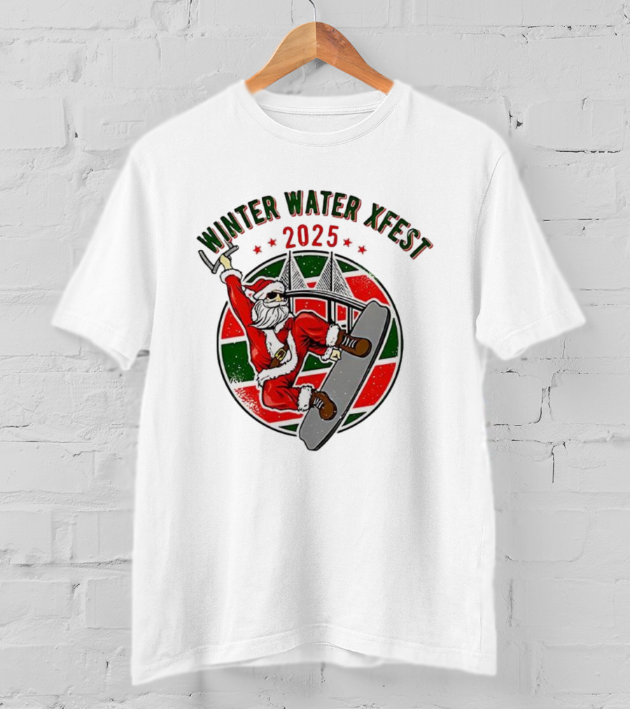 Winter Water Xfest Santa Snowboarding 2025 T-Shirt