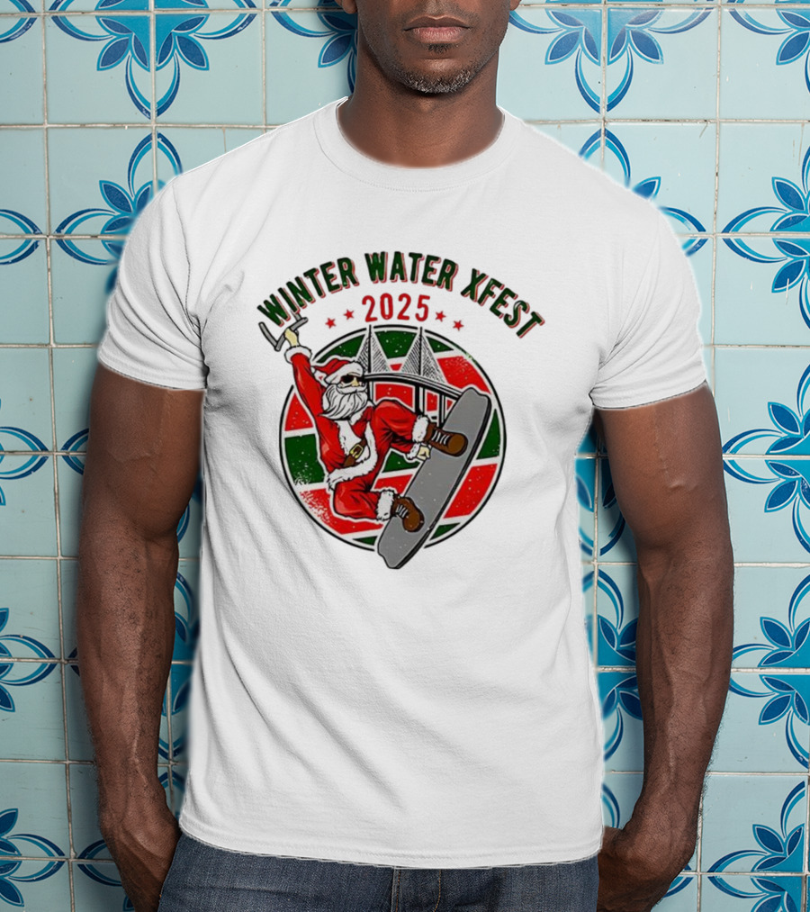 Winter Water Xfest Santa Snowboarding 2025 T-Shirt