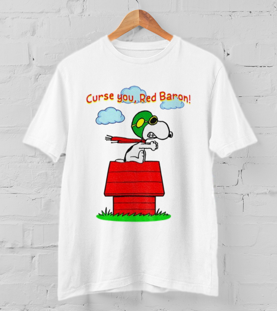 Snoopy Peanuts Flying Ace Curse You Red Baron Iconic Scene T-Shirt