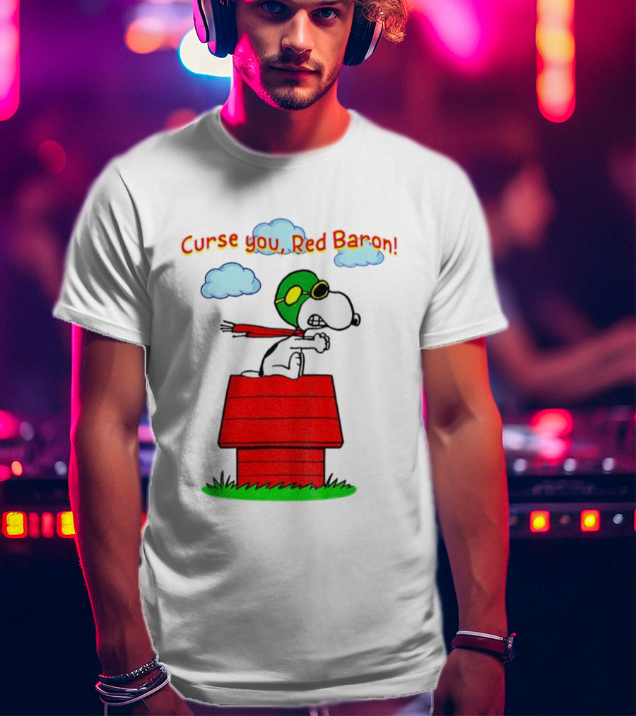 Snoopy Peanuts Flying Ace Curse You Red Baron Iconic Scene T-Shirt