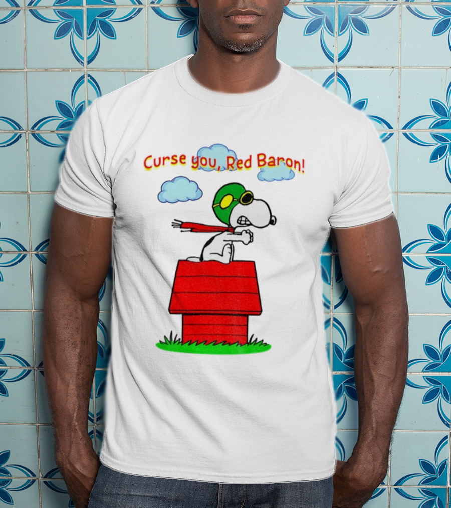 Snoopy Peanuts Flying Ace Curse You Red Baron Iconic Scene T-Shirt