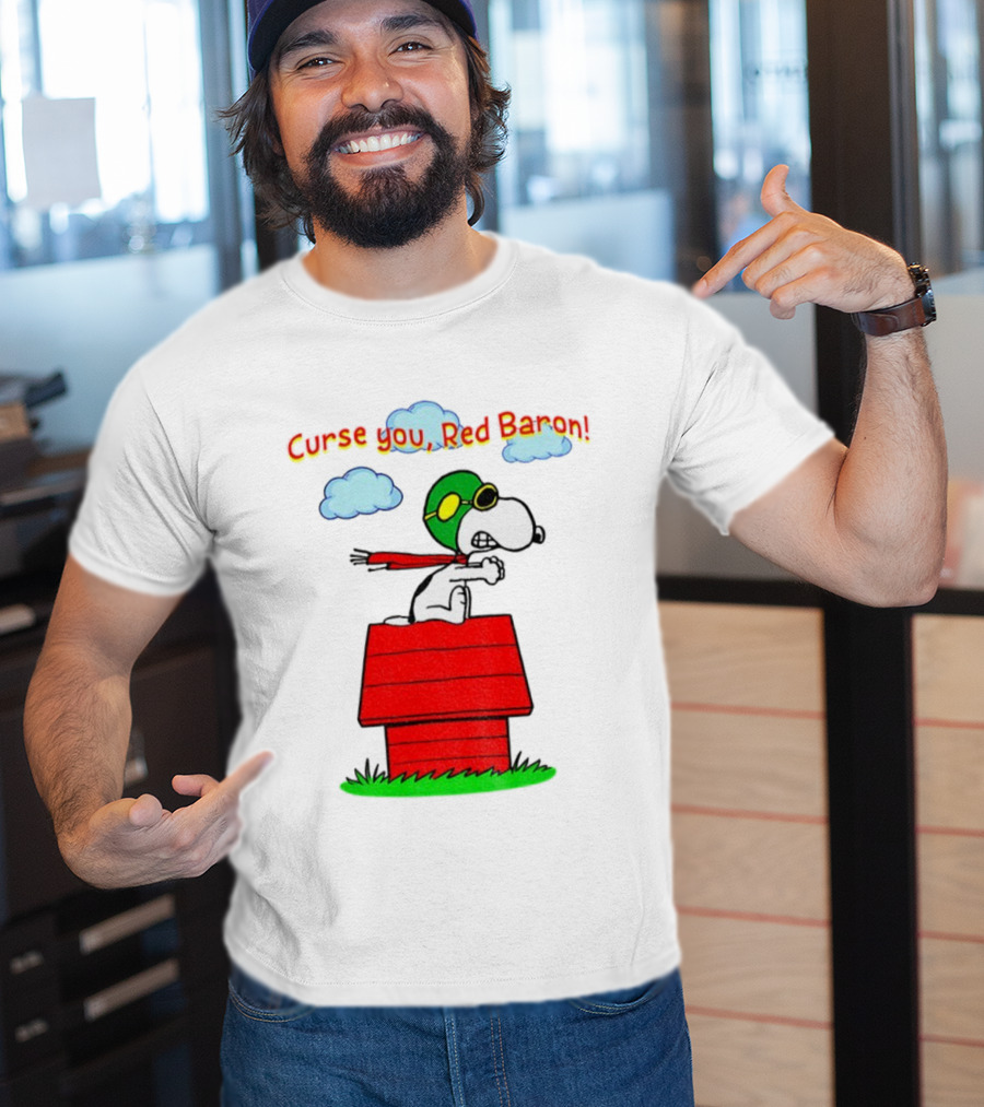 Snoopy Peanuts Flying Ace Curse You Red Baron Iconic Scene T-Shirt
