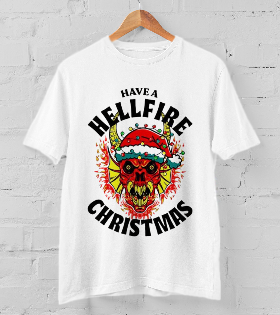 Have A Hellfire Christmas Demon With Santa Hat Stranger Things T-Shirt