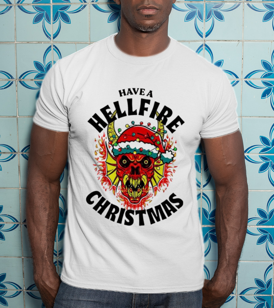 Have A Hellfire Christmas Demon With Santa Hat Stranger Things T-Shirt