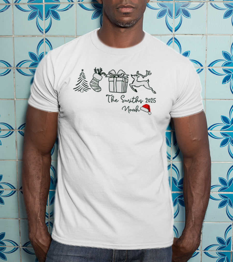 The Smiths 2025 Noah Christmas Tree Stocking Gift Reindeer Santa Hat T-Shirt