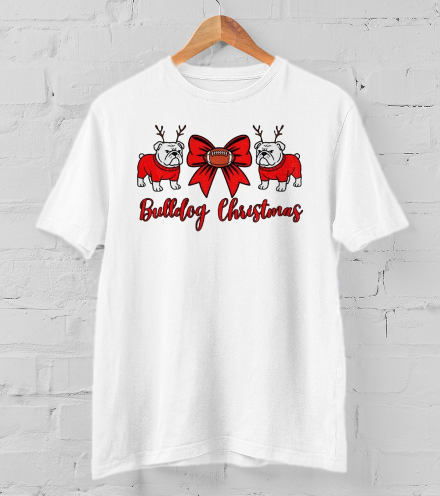 UGA Bulldogs Christmas Bow Football Bulldogs T-Shirt