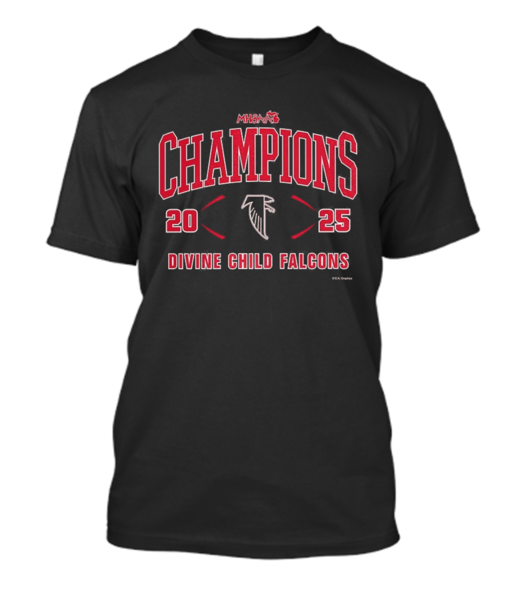 MHSAA Champions 2025 Divine Child Falcons Football Division 4 T-Shirt