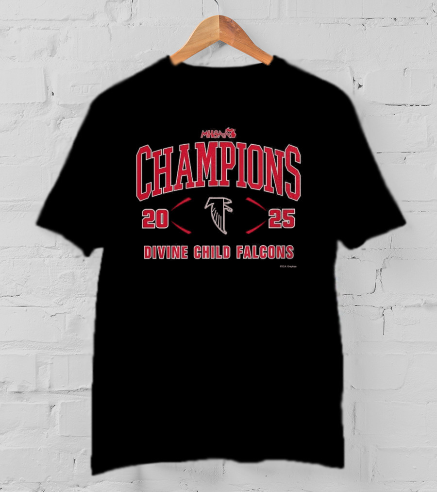 MHSAA Champions 2025 Divine Child Falcons Football Division 4 T-Shirt