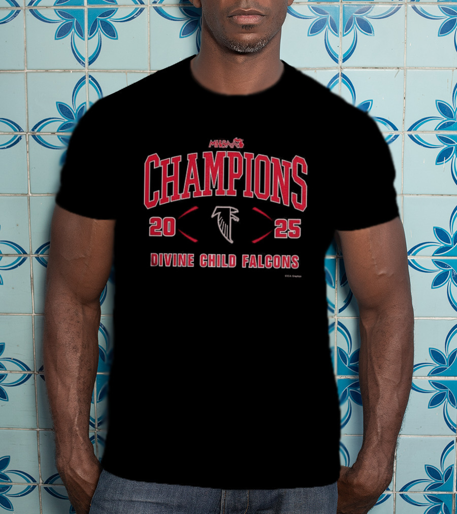 MHSAA Champions 2025 Divine Child Falcons Football Division 4 T-Shirt