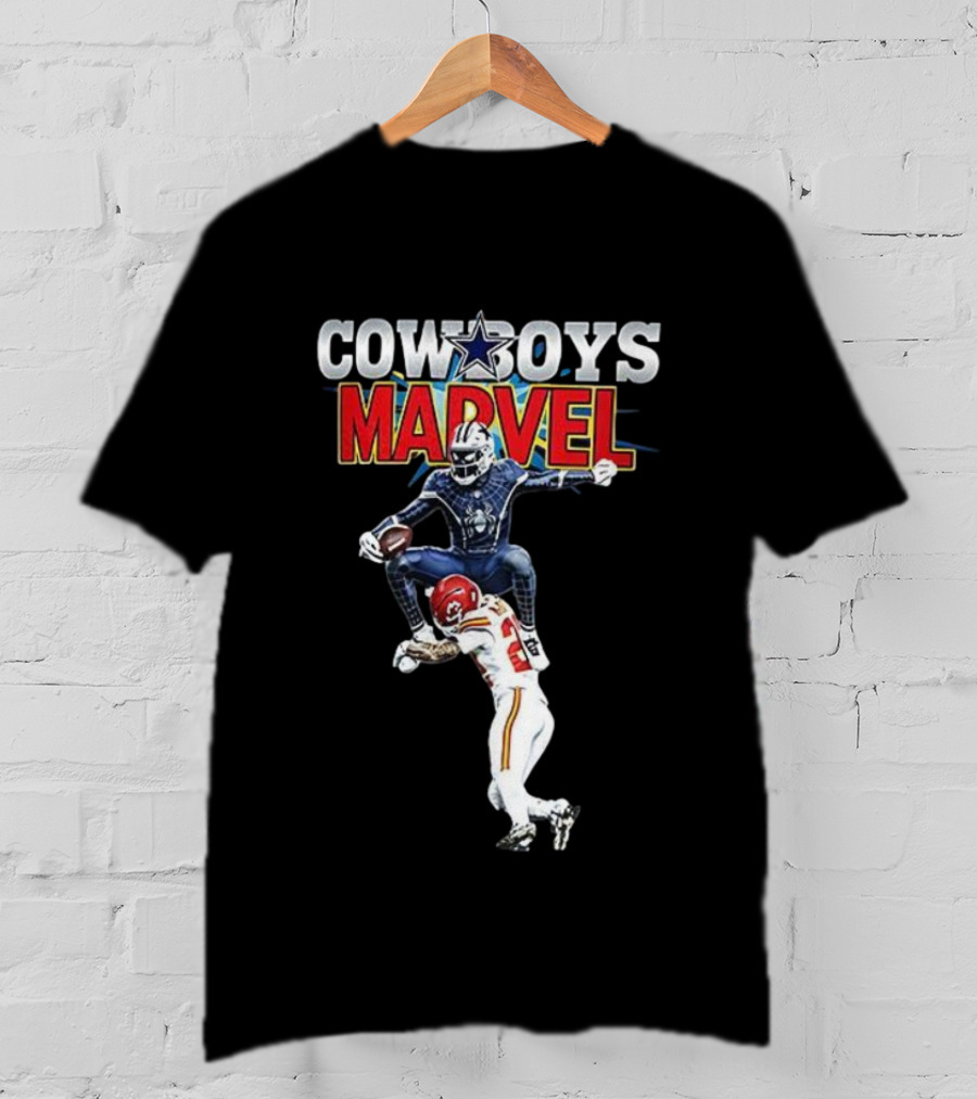 Marvel Cowboys Spiderman Vs Chiefs Football Hurdle T-Shirt