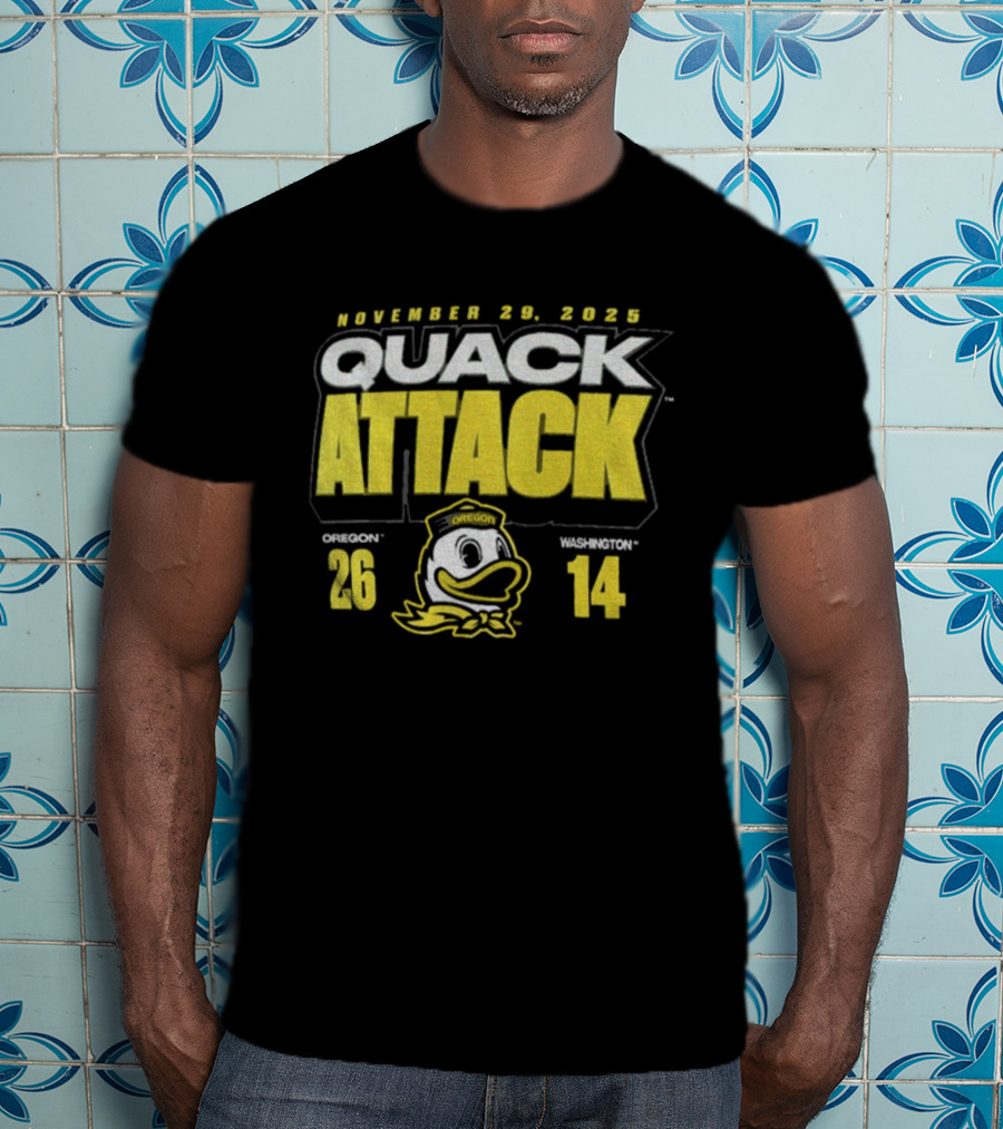 Oregon Ducks Vs. Washington Huskies Quack Attack 26-14 Score 2025 T-Shirt
