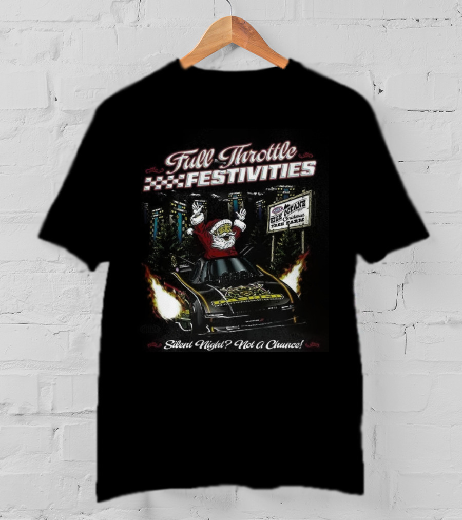 Full Throttle Festivities Santa Sleigh Christmas Celebration T-Shirt