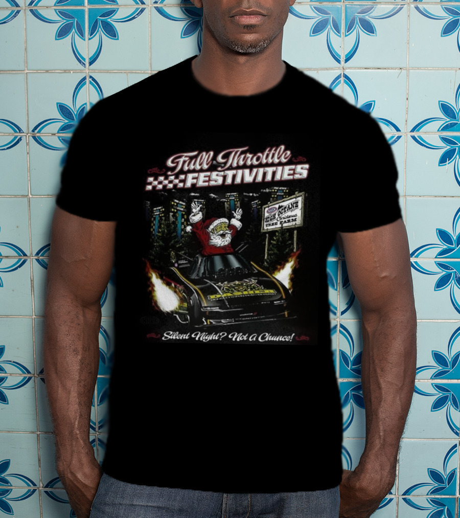 Full Throttle Festivities Santa Sleigh Christmas Celebration T-Shirt