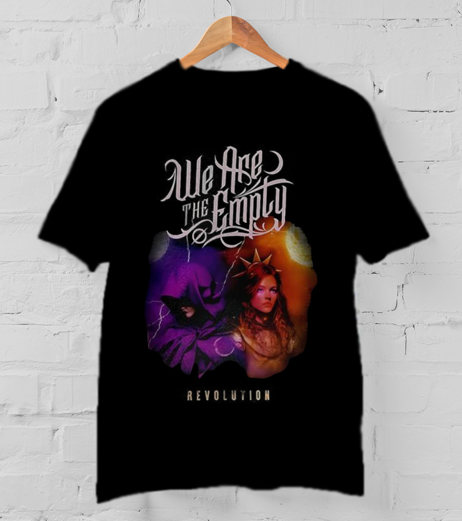 We Are The Empty Revolution Mystery Hooded Figure And Crowned Woman Retro Style T-Shirt