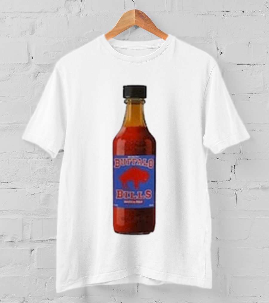 Buffalo Bills Wing Sauce Hot Bottle Blue Red Buffalo Icon T-Shirt
