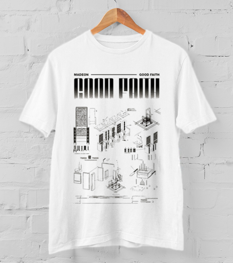 Madeon Good Faith Forever Tour 2025 Schematic Blueprint T-Shirt