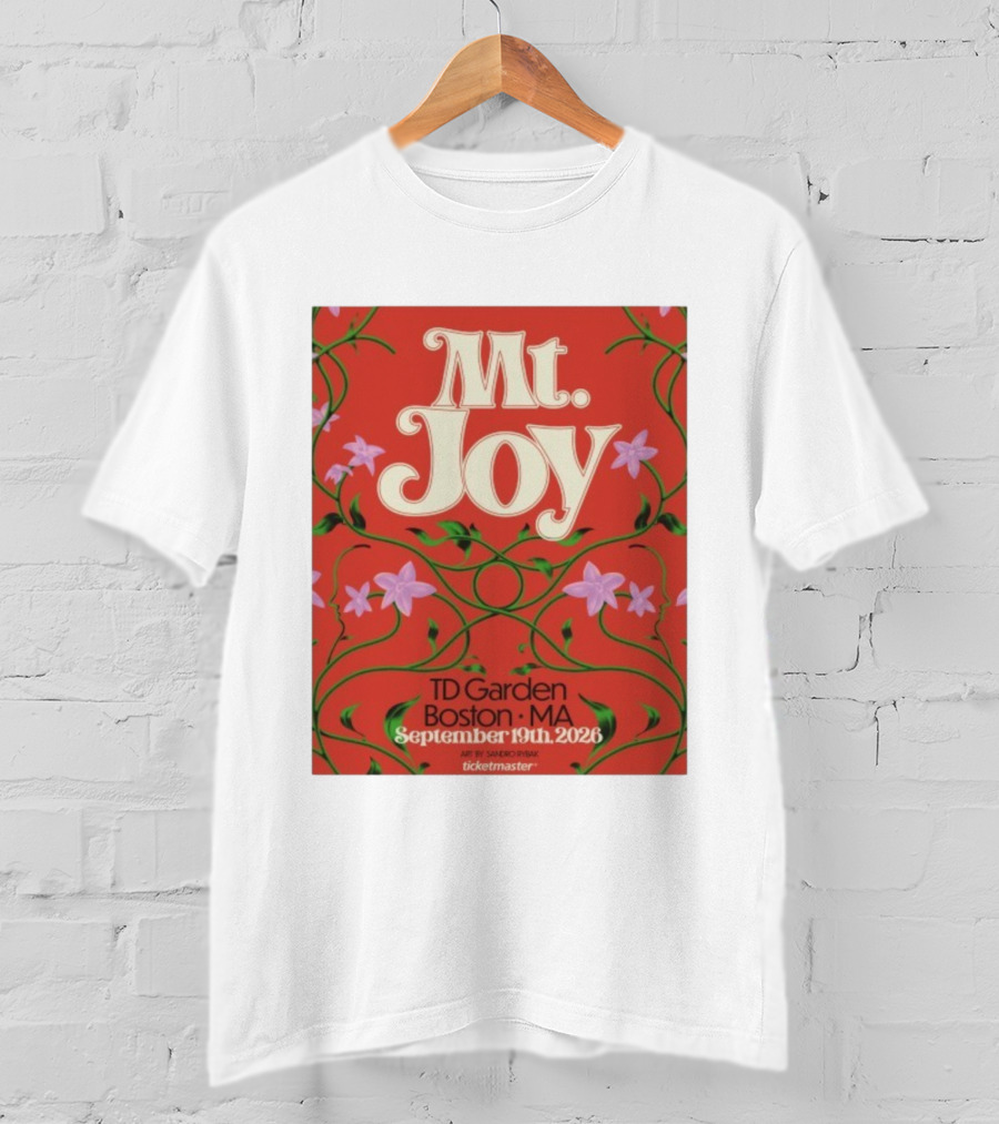 MT. Joy September 19 2026 TD Garden Boston MA Floral Art Sandro Rybak Ticketmaster T-Shirt