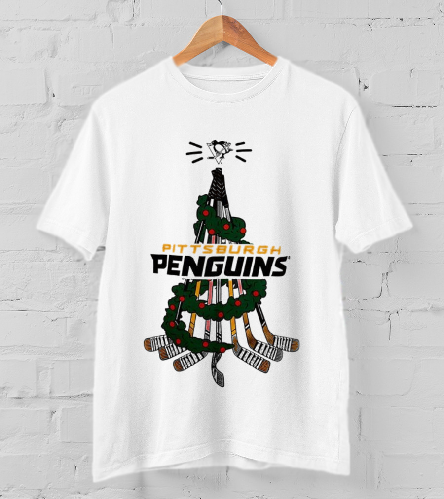 Pittsburgh Penguins Stickmas Holiday Christmas Tree NHL Hockey Team Christmas T-Shirt