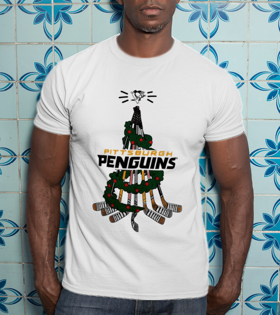 Pittsburgh Penguins Stickmas Holiday Christmas Tree NHL Hockey Team Christmas T-Shirt