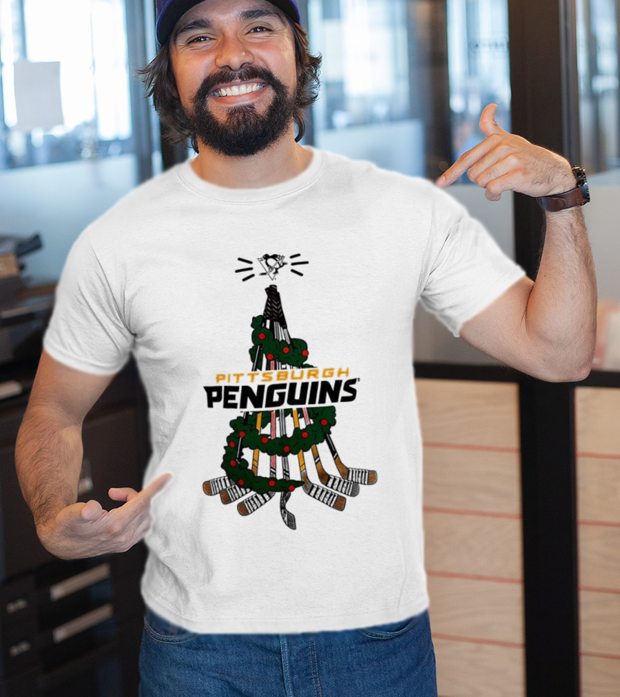 Pittsburgh Penguins Stickmas Holiday Christmas Tree NHL Hockey Team Christmas T-Shirt