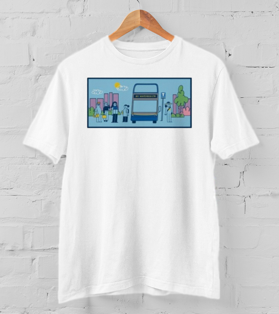 Translink Bus 351 White Rock Ctr Cityscape With Commuters T-Shirt