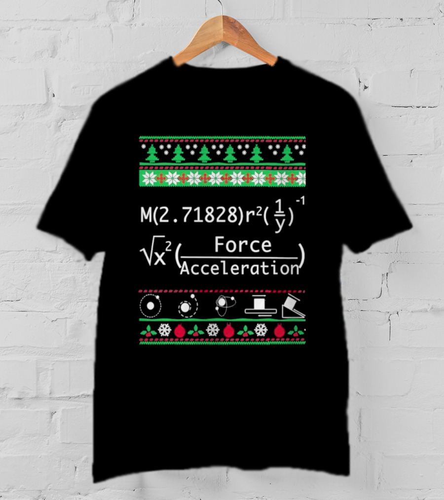 Math Physics Formula Equation Christmas Trees Snowflakes Flowers T-Shirt