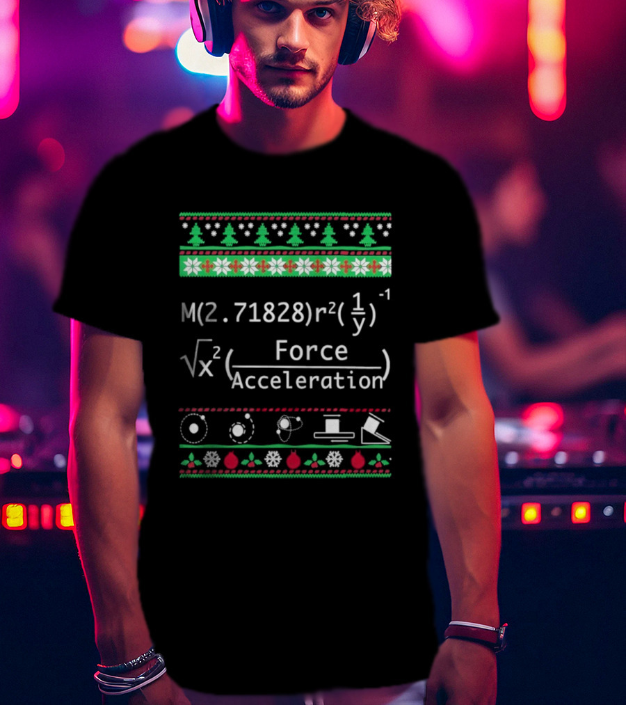 Math Physics Formula Equation Christmas Trees Snowflakes Flowers T-Shirt