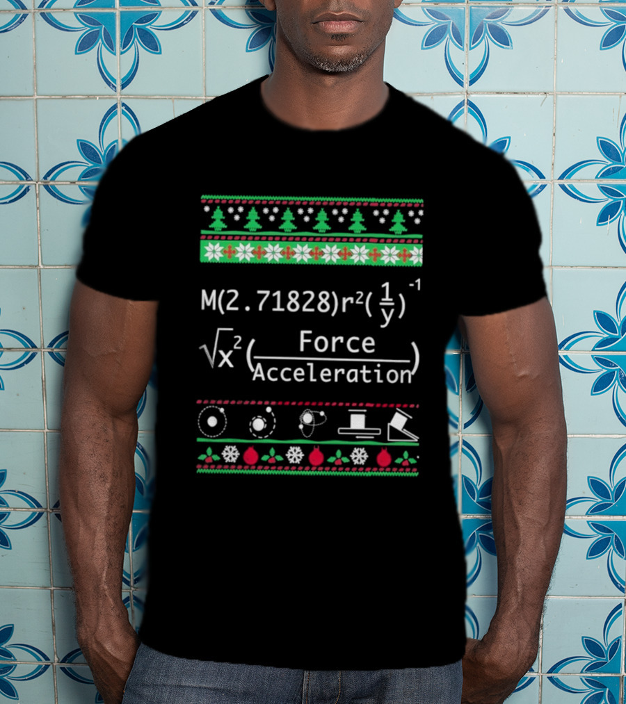 Math Physics Formula Equation Christmas Trees Snowflakes Flowers T-Shirt