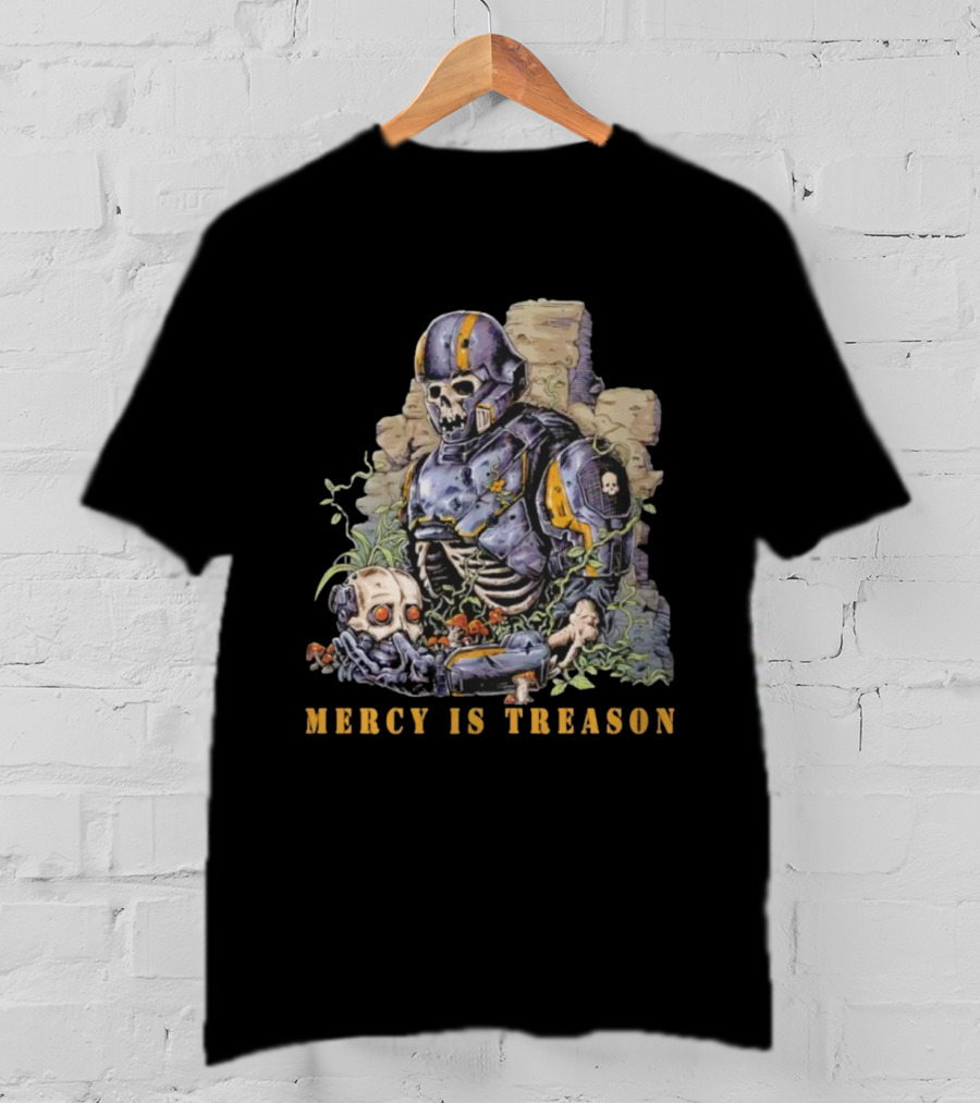 Mercy Is Treason Skeleton Warrior Battle Gear Vintage Style T-Shirt