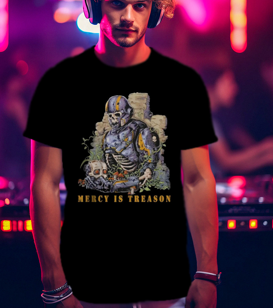 Mercy Is Treason Skeleton Warrior Battle Gear Vintage Style T-Shirt