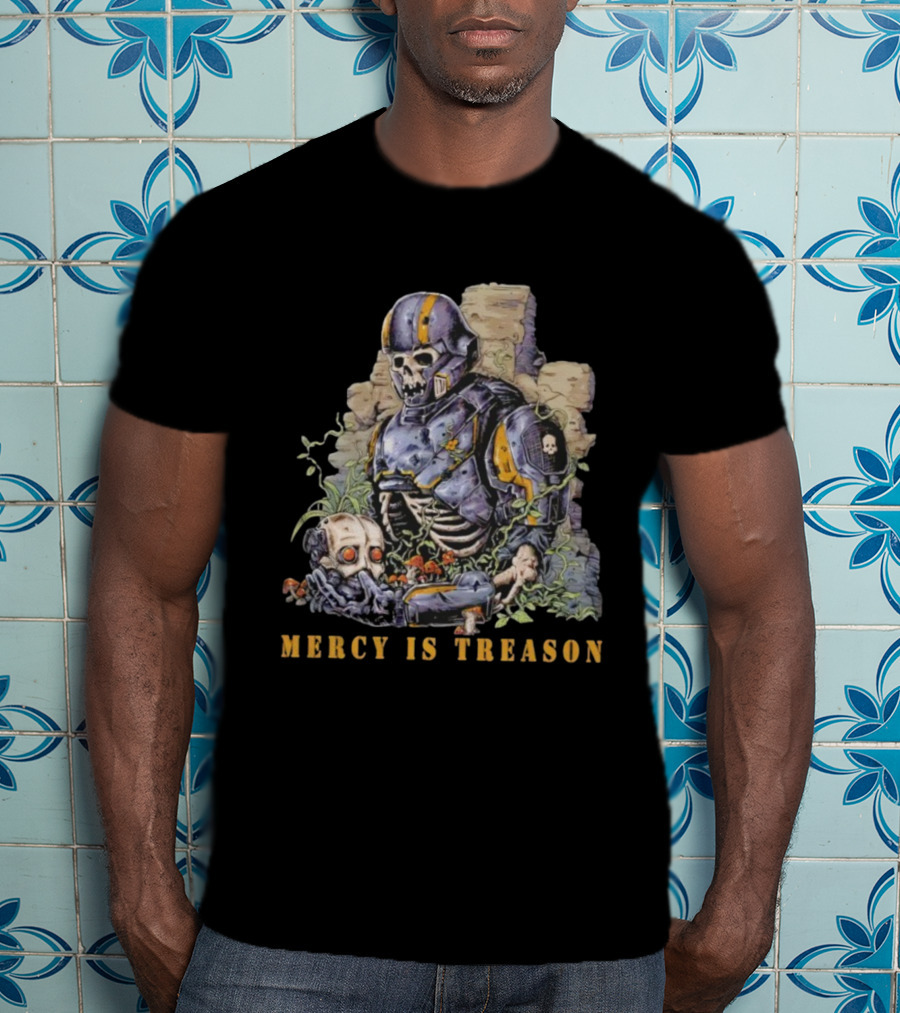 Mercy Is Treason Skeleton Warrior Battle Gear Vintage Style T-Shirt