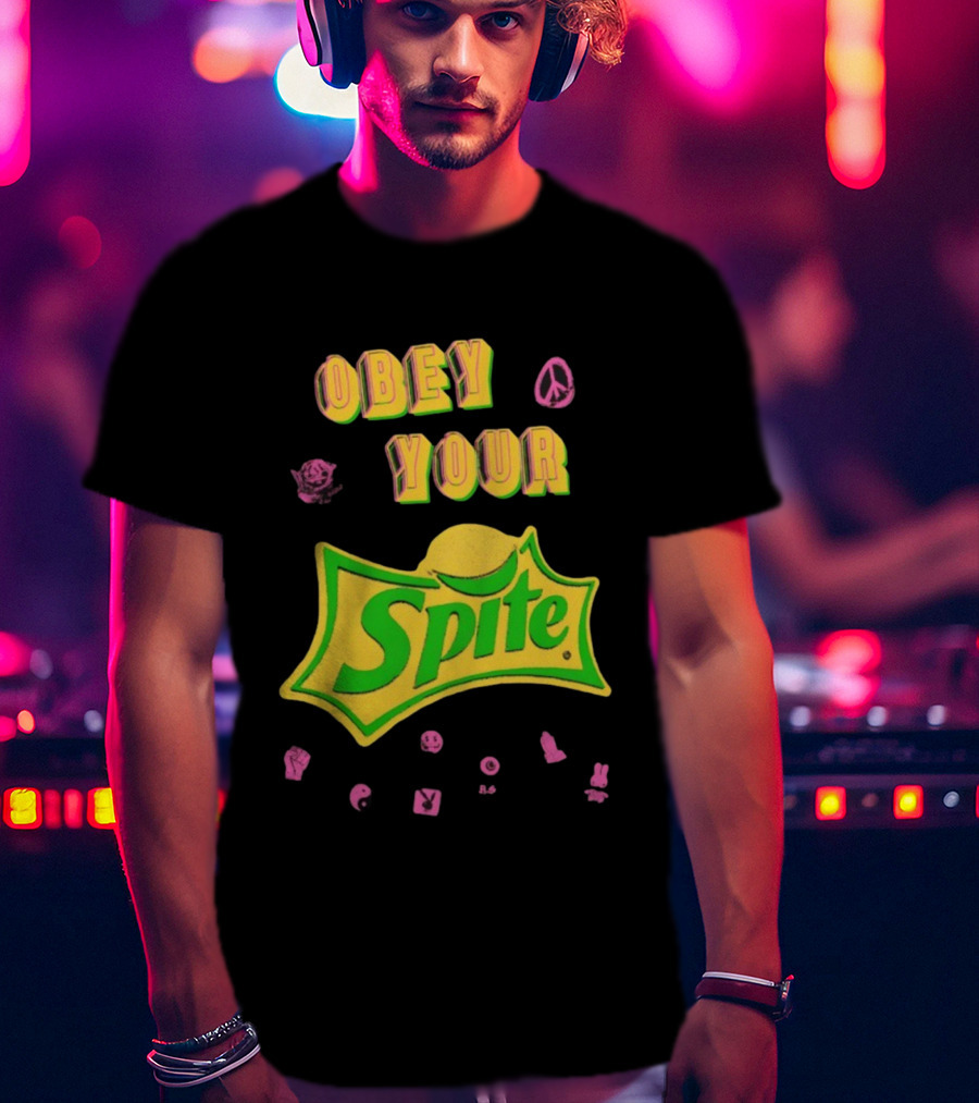 Obey Your Sprite Retro Peace Flower Symbols T-Shirt