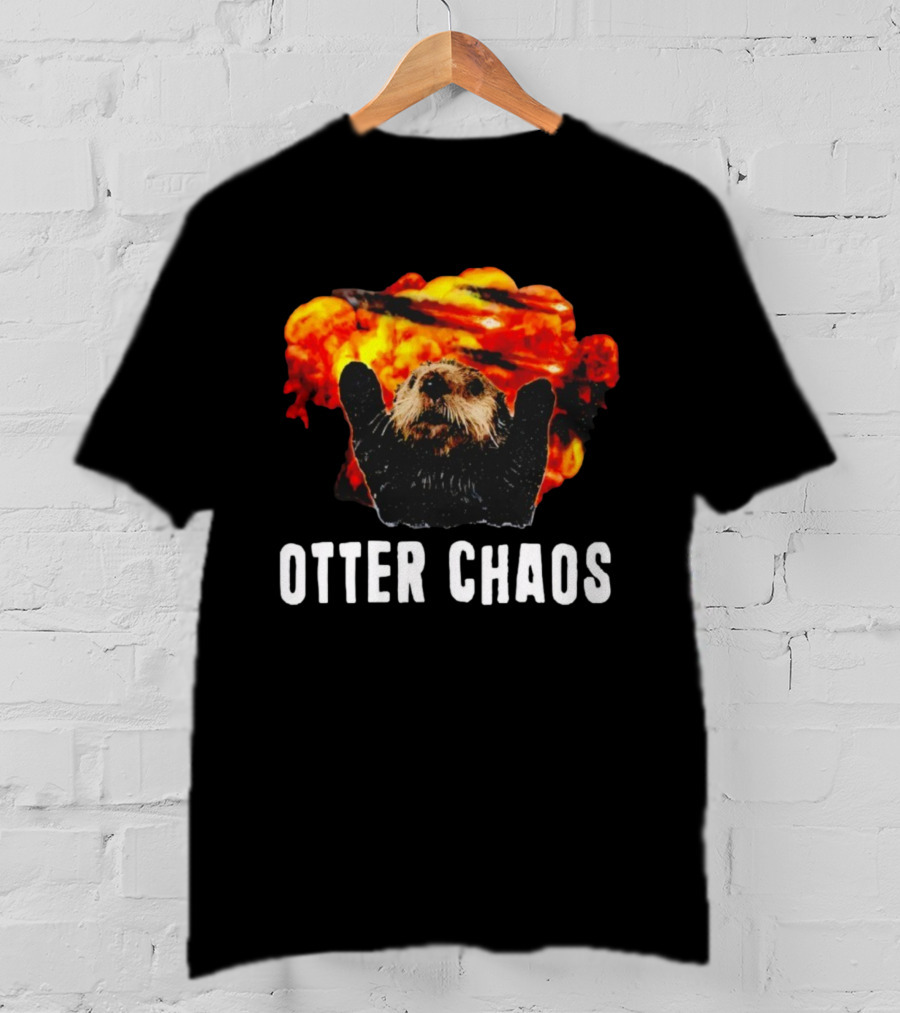 OTTER CHAOS Explosion With Fiery Burst T-Shirt