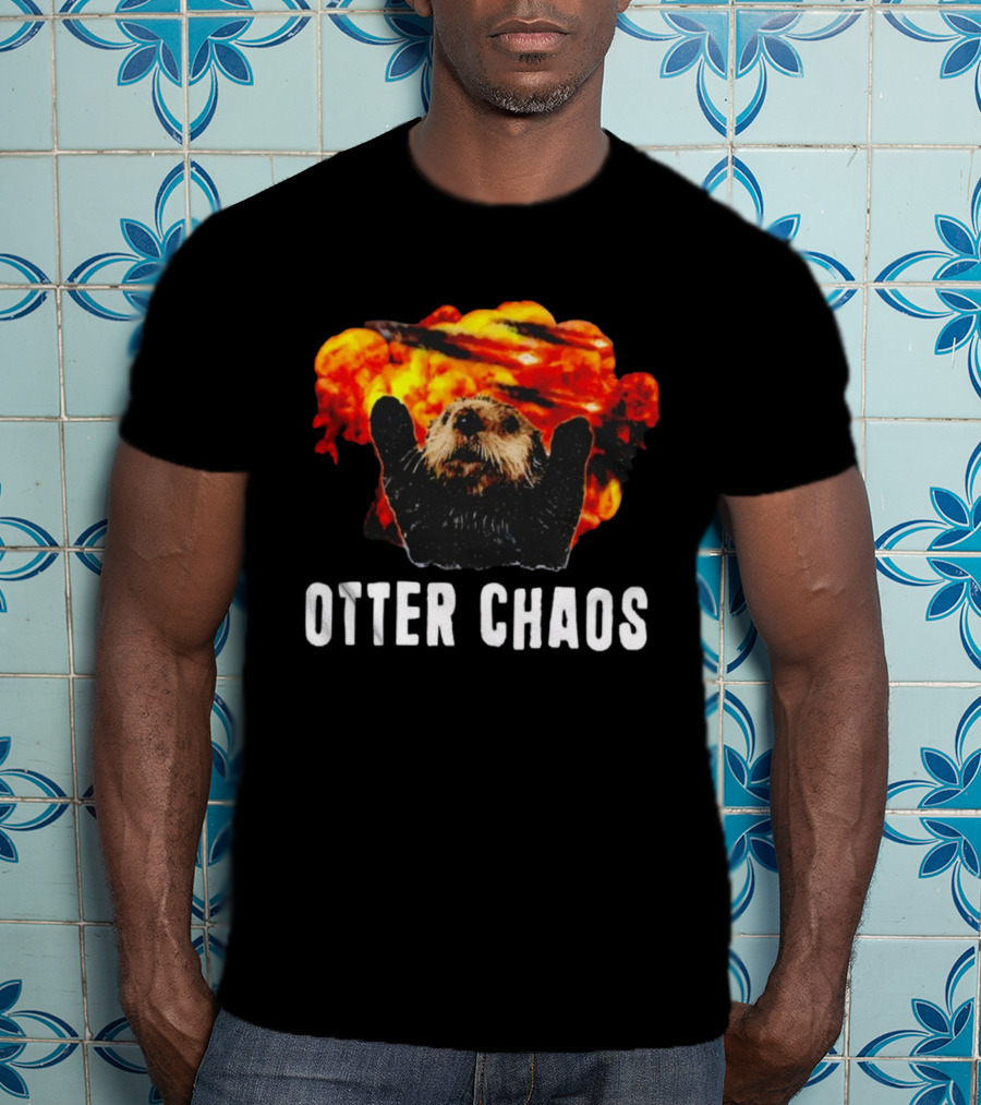 OTTER CHAOS Explosion With Fiery Burst T-Shirt
