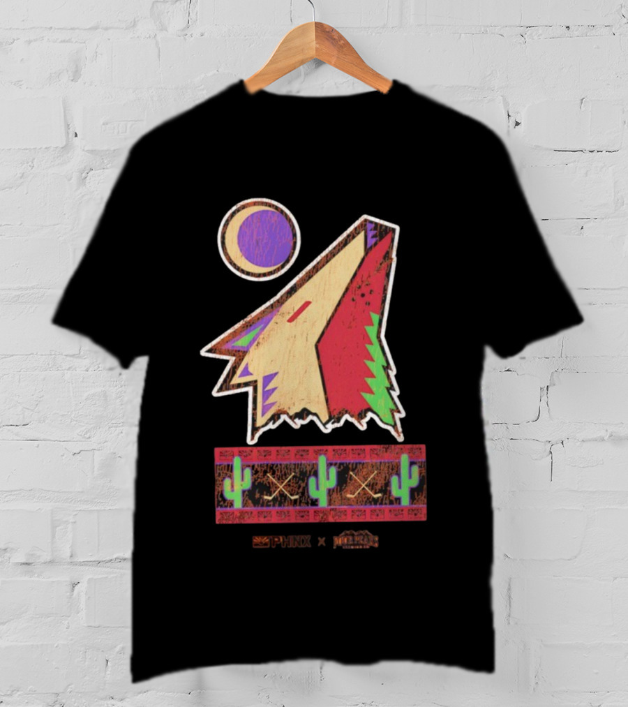 PHNX Four Peaks Coyotes Cactus Moon Desert Art T-Shirt