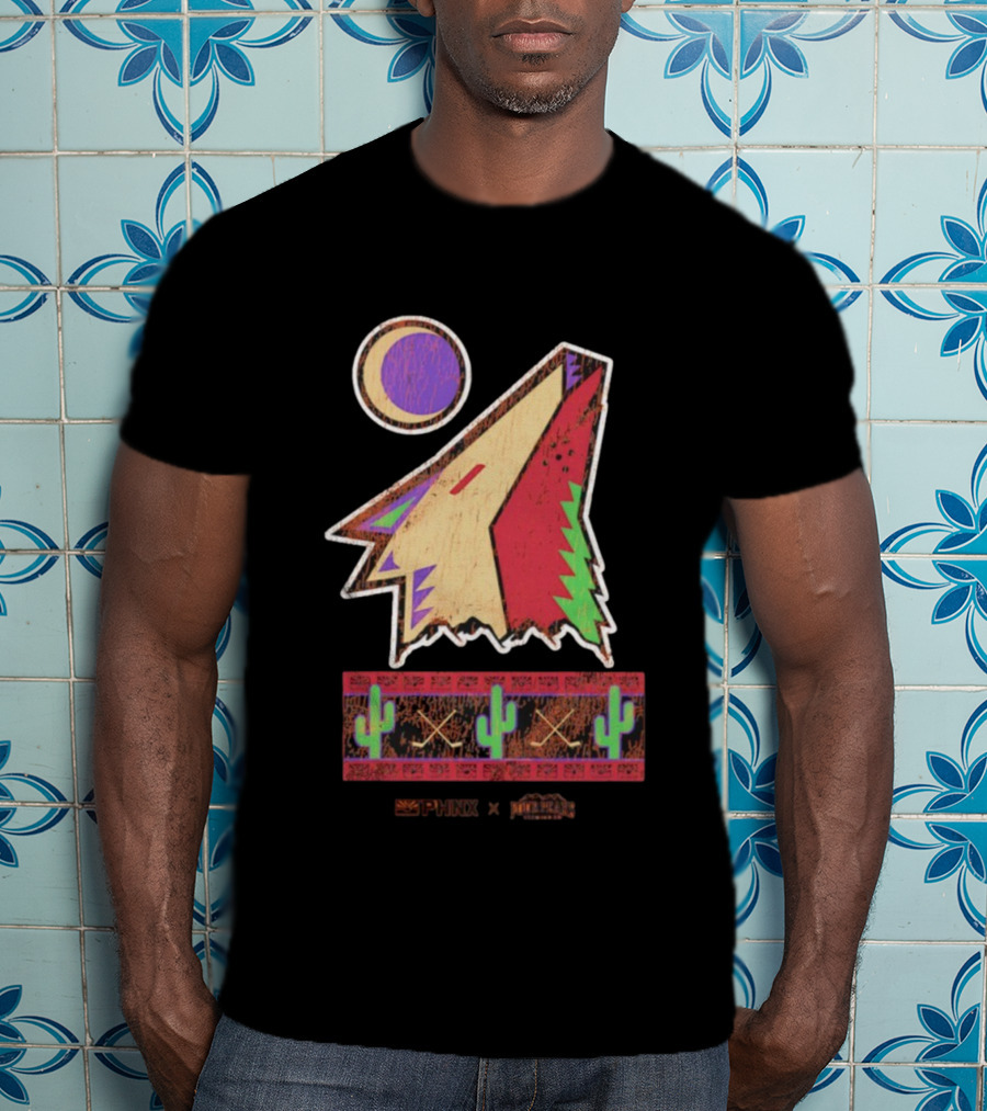 PHNX Four Peaks Coyotes Cactus Moon Desert Art T-Shirt