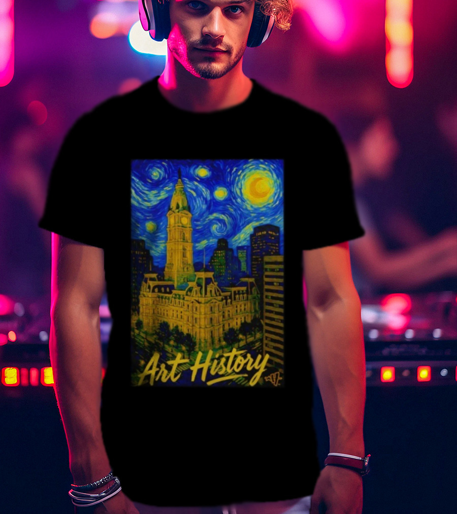 Art History Starry Van Gogh City Hall Night Scene T-Shirt