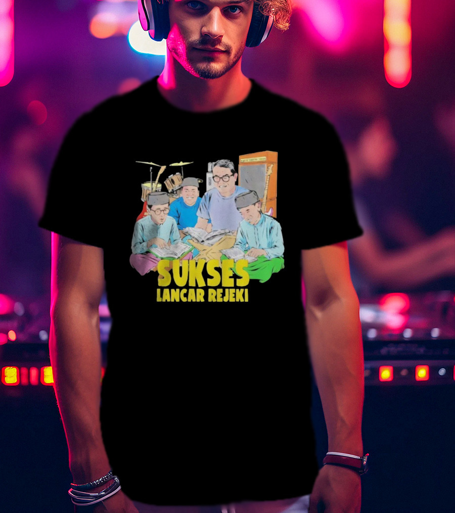 Sukses Lancar Rejeki Illustration With Reading Group And Musical Instruments T-Shirt