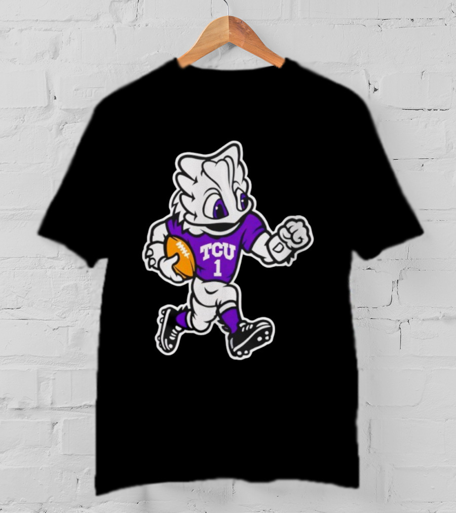 TCU SuperFrog Mascot Football Player With TCU 1 Jersey T-Shirt