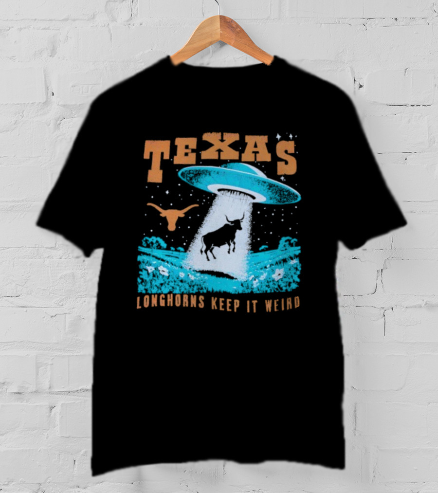 Texas Longhorns Keep It Weird UFO And Cactus Scene T-Shirt