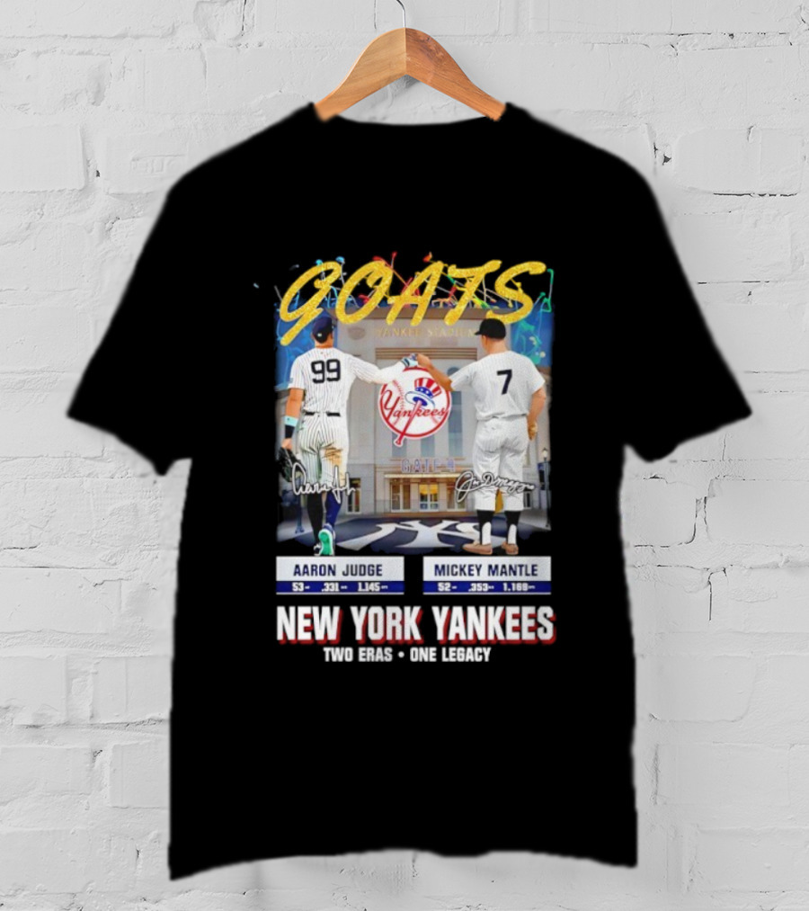 GOATS Aaron Judge X Mickey Mantle New York Yankees Two Eras One Legacy T-Shirt