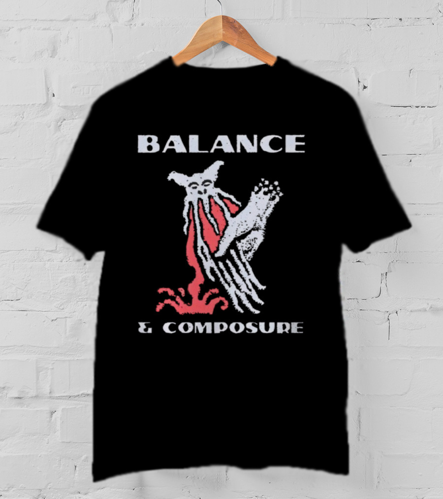 Balance And Composure Wyis Graphic Red White Owl Design T-Shirt