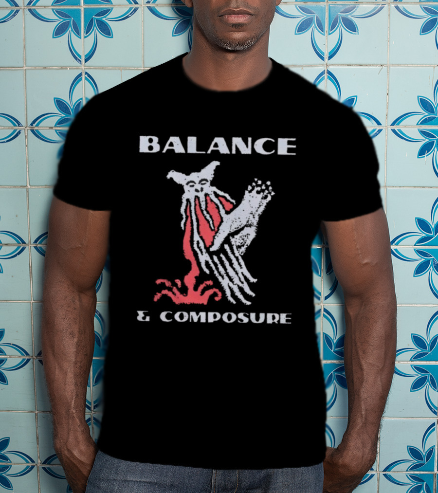 Balance And Composure Wyis Graphic Red White Owl Design T-Shirt