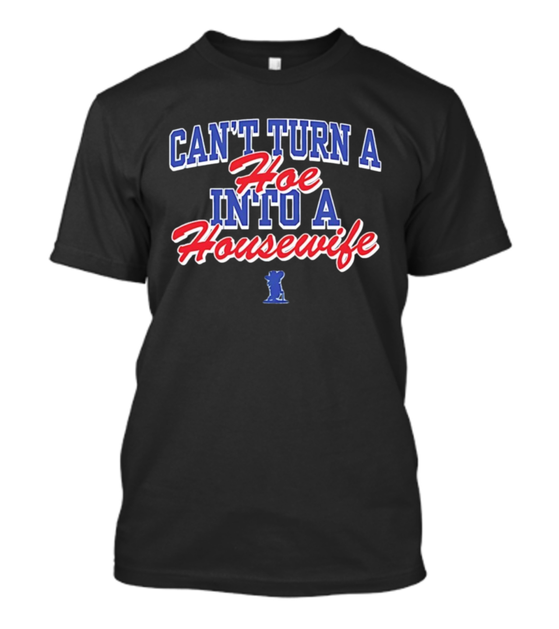 Can't Turn A Hoe Into A Housewife Bold Red Blue Text T-Shirt