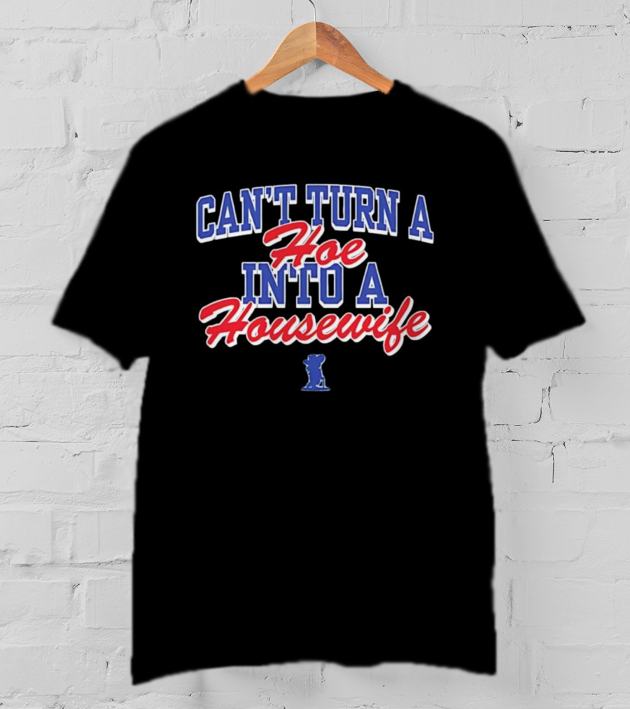 Can't Turn A Hoe Into A Housewife Bold Red Blue Text T-Shirt