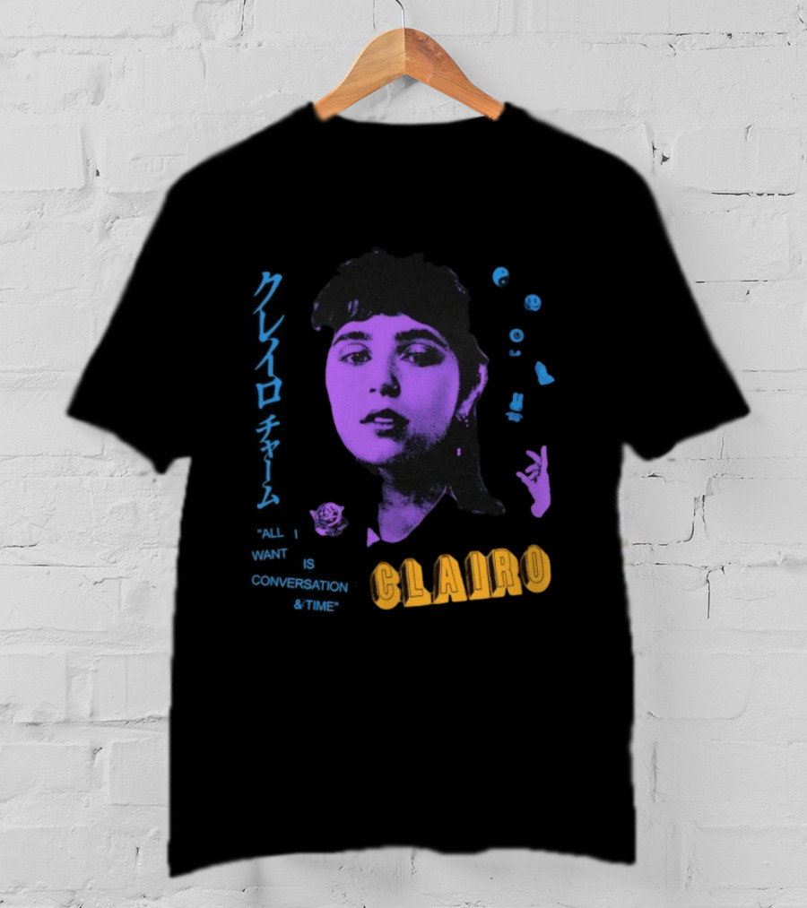 Clairo All I Want Is Conversation And Time Retro Style Portrait With Roses T-Shirt